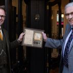 Banwells owner Simon Vickers with Eddie Collard at the opening of the new shop