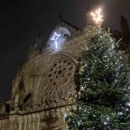 Exterior of Exeter Cathedral during Advent (