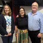 Nasim Hartmann, Galina Labworth and Stephen Sowden The organisers of a fundraising quiz standing together