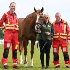 Exeter Racecourse ambassador Native River with crew from the Devon Air Ambulance (IMAGE CREDIT EXETER RACECOURSE) Exeter Racecourse ambassador Native River with crew from the Devon Air Ambulance (IMAGE CREDIT EXETE