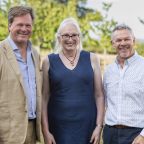 L-R, Nick Ames, Dr Sally Basker and Dr Eulian Roberts are pictured at a celebration to thank Nick fo