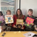 Children from St Peter's School, Budleigh Salterton, met author Rachel Bright