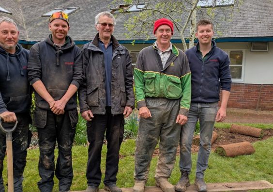 Richard Fassnidge, Ben Le Maitre, Victor Brook, Richard Hockley, Sam Burdick The returfing crew at Searle House