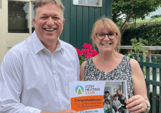 Moorland Fuels' Cosy Heating Club Winner and Commercial Sales Account Manager