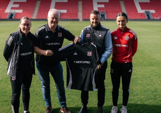 L-R Abbie Britton ECFC Women, Gary Parker MidexPRO, Matt Kimberley ECFC, Sophie Gillies ECFC Women 