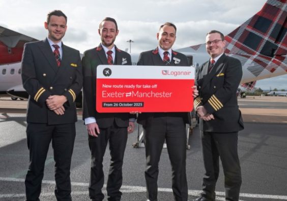 Loganair crew ahead of the inaugural flight