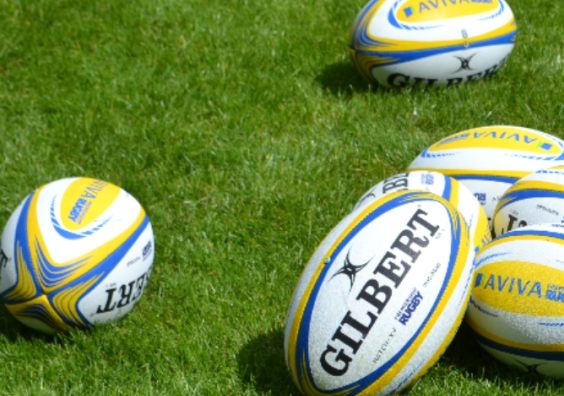 Rugby balls in a field