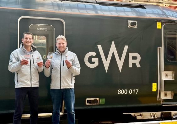 Howard Davies and Angus Lugsdin, Co-Founders and Directors of Salcombe Distilling Co. with the new aluminium miniatures.