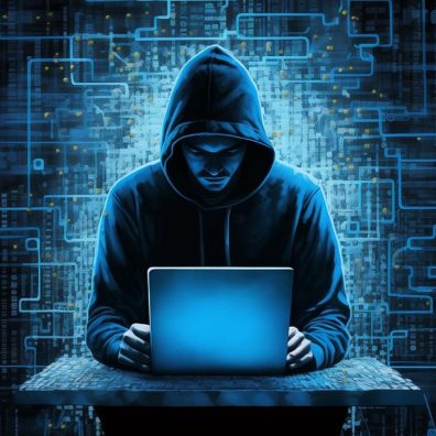 Scammer on his computer