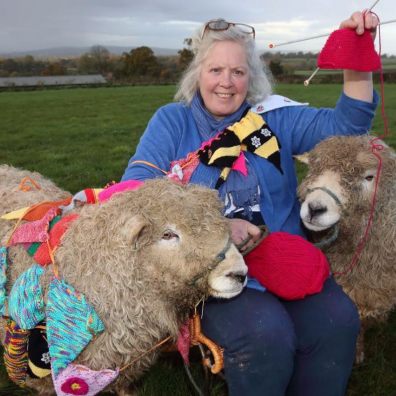 Deborah Custance Baker launches the longest knitting bunting challenge for Devon County Show 2020, the 125th Show