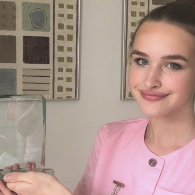 : Emily Branton, a full-time therapist at the award-winning Rhona Gillmore clinic in Taunton who has won ‘Student of the Year’ at Exeter College recently with her award 