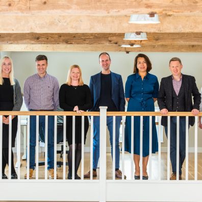 People standing on a mezzanine