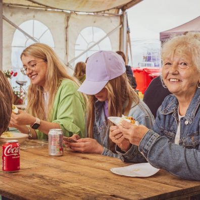 Festival-goers dodged the showers to enjoy Guildfest