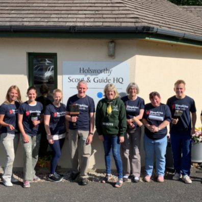 Simpkins Edwards’ team alongside Pauline Masters, Group Scout Leader for 1st Holsworthy Scout Group