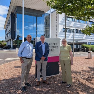 Pictured at Exeter Science Park are, L-R, Jason Buck, ESP, Geoff Adams, Integrate and Sally Basker, 