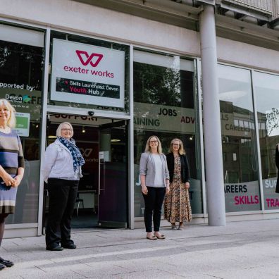 Photograph showing the official opening of the Exeter Works Hub