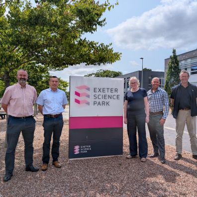 Pictured at Exeter Science Park (L-R) Matt Roach ESP, David Green RED Construction Group,Dr Sally Ba