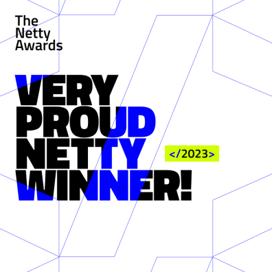 Logo of the Netty award that reads Very proud Netty Winner