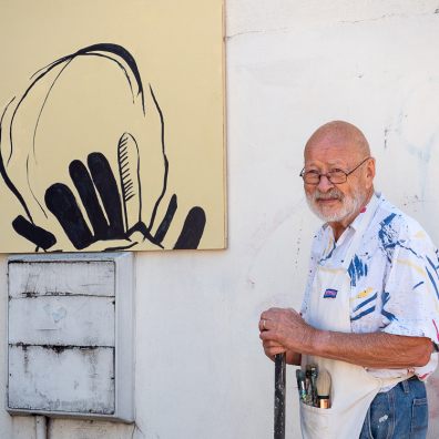 Paul Colsell with 1st block of proposed Exeter Kindness mural.jpg