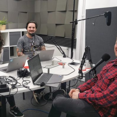 Optix Solutions team recording their podcast