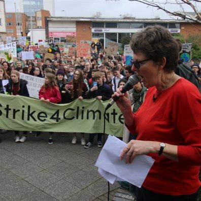 Rachel Sutton at Climate Change protest 