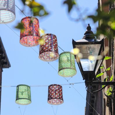 Gandy Street glows with lampshade lighting installation
