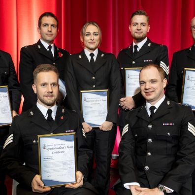 police officers from Devon & Cornwall constabulary showing awards