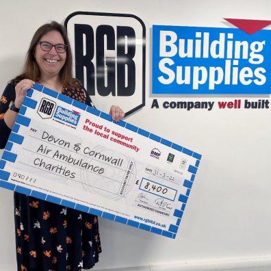 RGB Building Supplies has raised over £8k for Devon Air Ambulance and Cornwall Air Ambulance Trust