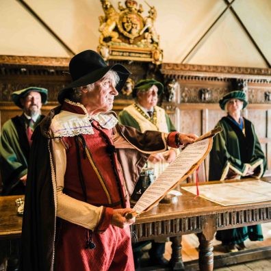 Thomas Shapcot (aka Jeremy James Taylor MBE) reads the Royal Charter from King James 1st 