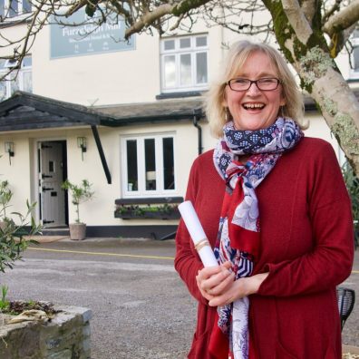 Helen Sieroda – founder and director of Wise Goose Coaching  with her B Corp certificate  (Photo Cre
