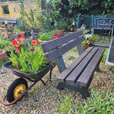 Solid plastic garden bench near me